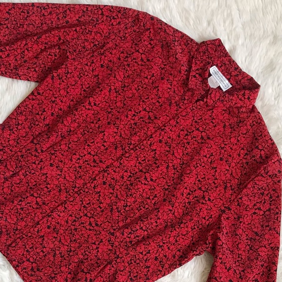 Vintage 1980s Impressions of California Red and Black Floral Blouse - Picture 5 of 15